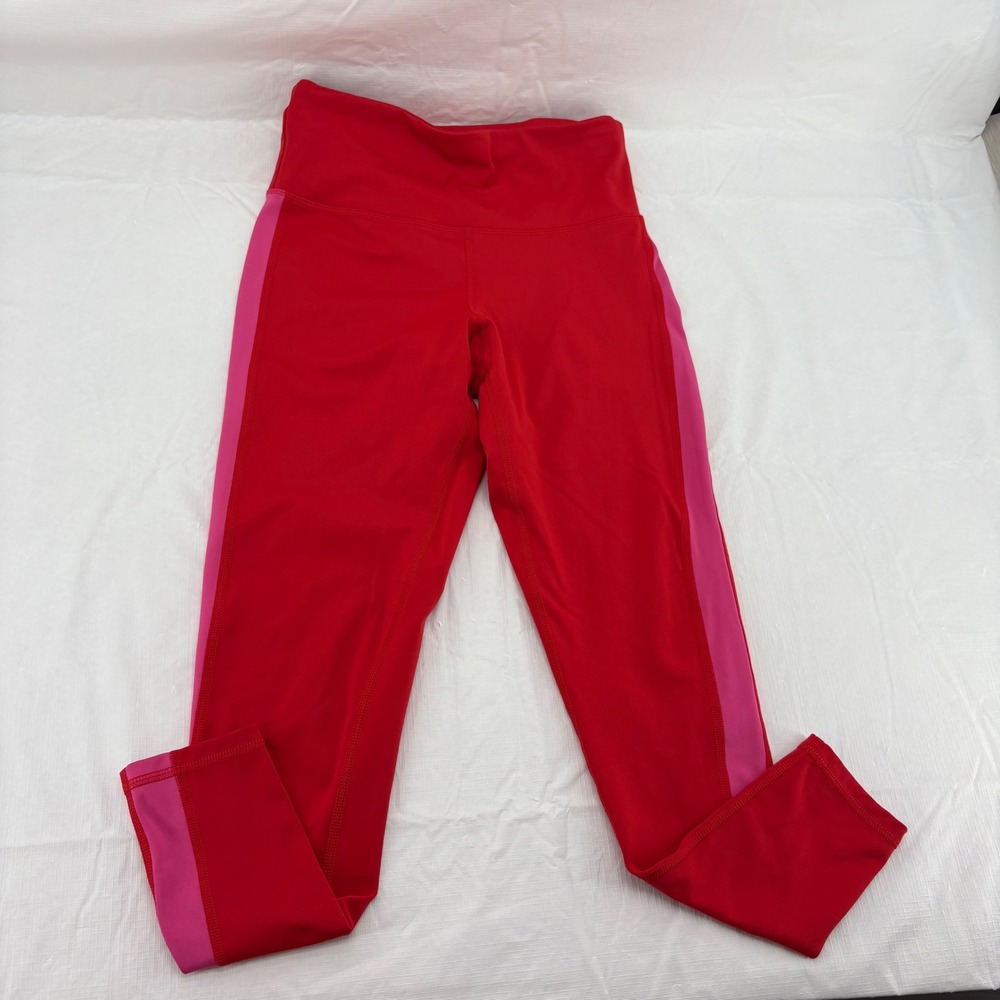 Champion Womens Red Pink Side Stripe High Waist Leggings M4835 AYZM Size Medium